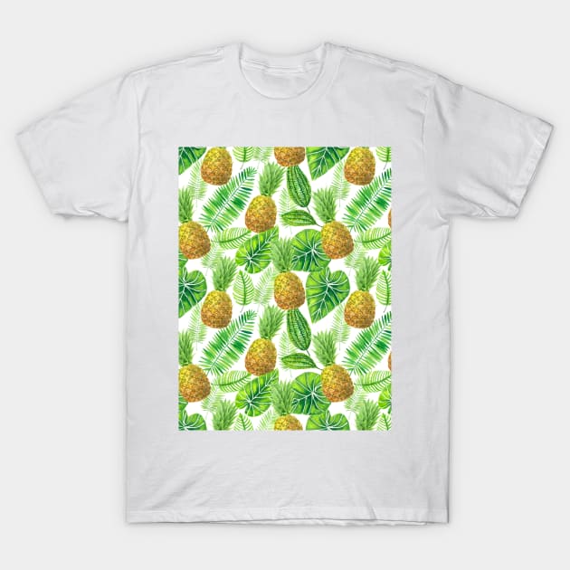 Pineapples and tropical leaves T-Shirt by katerinamk